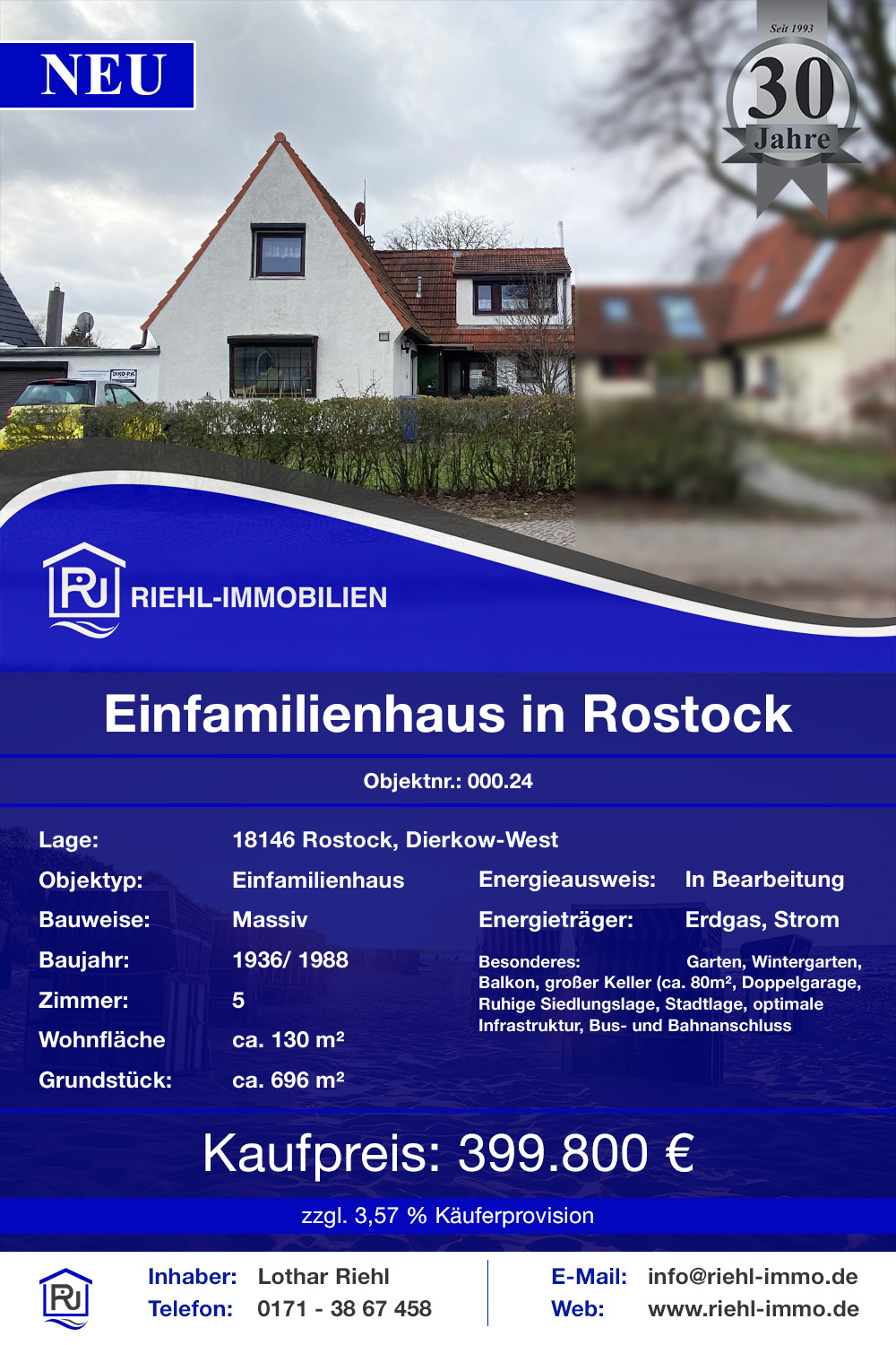 Immobilie kaufen in Rostock Dierkow -  Einfamilienhaus Haus kaufen im Osten von Rostock